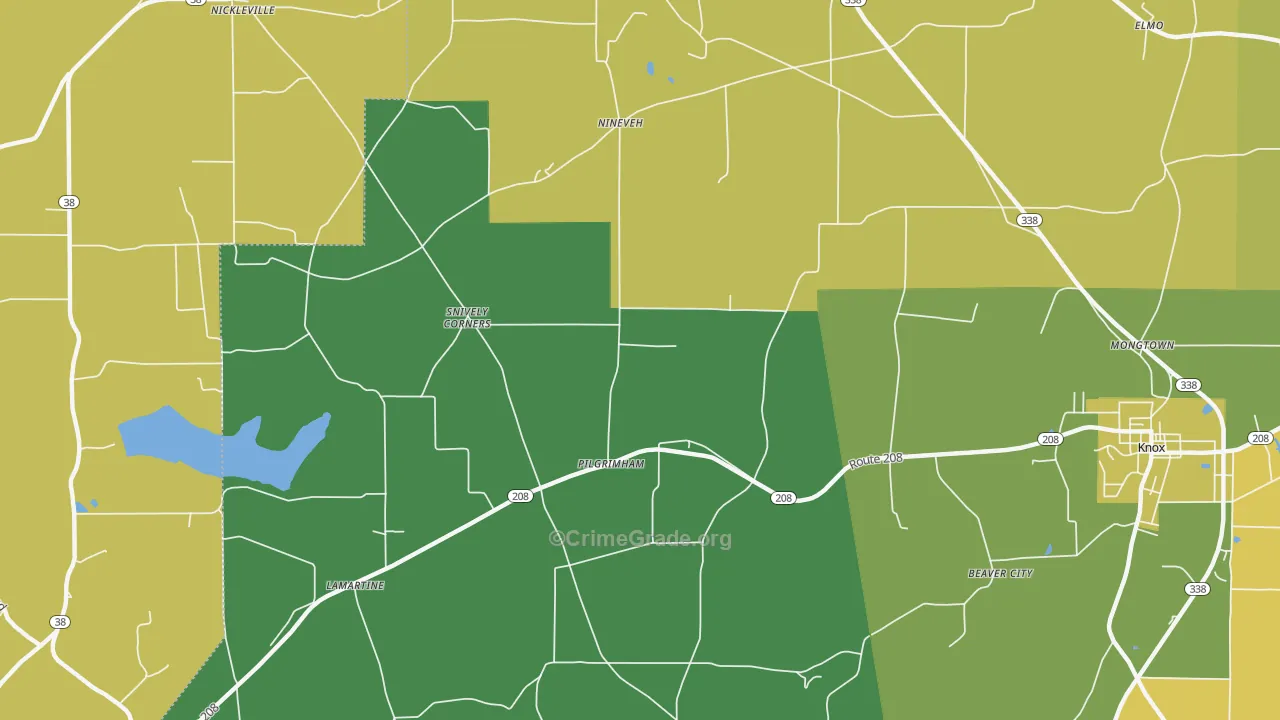 Pilgrimham, PA Map of Theft Rates