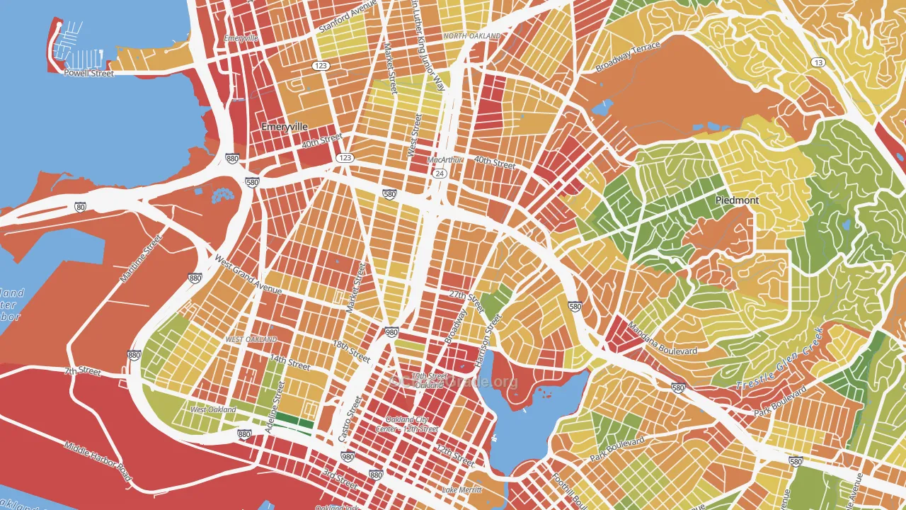 Pill Hill, Oakland, CA Map of Theft Rates
