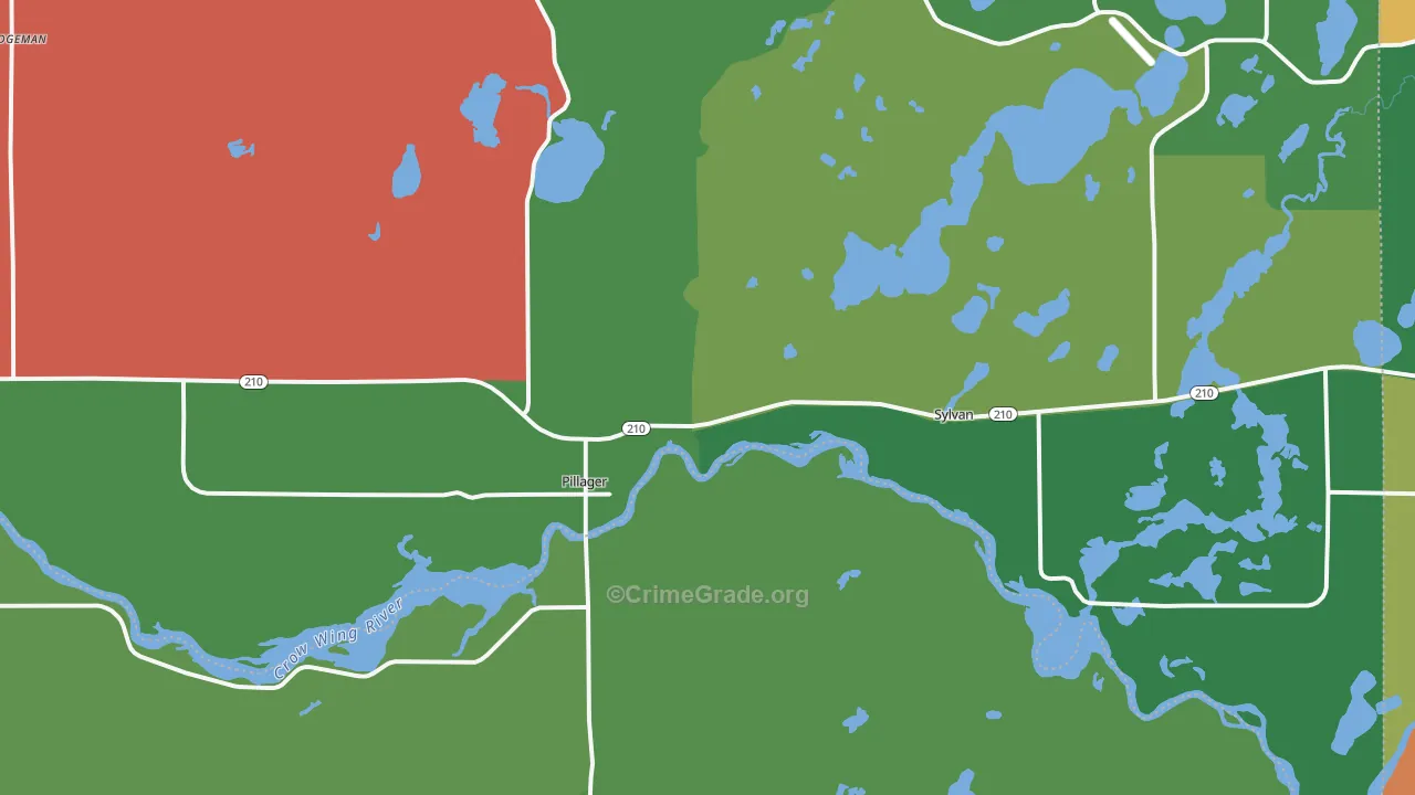 Pillager, MN Map of Theft Rates