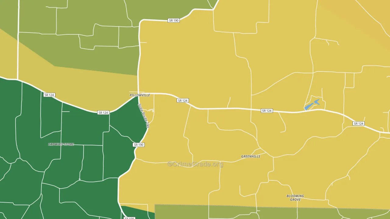 Pillowville, TN Map of Theft Rates