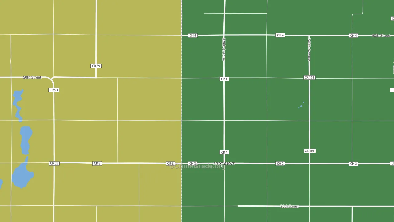Pilot Grove, MN Map of Theft Rates