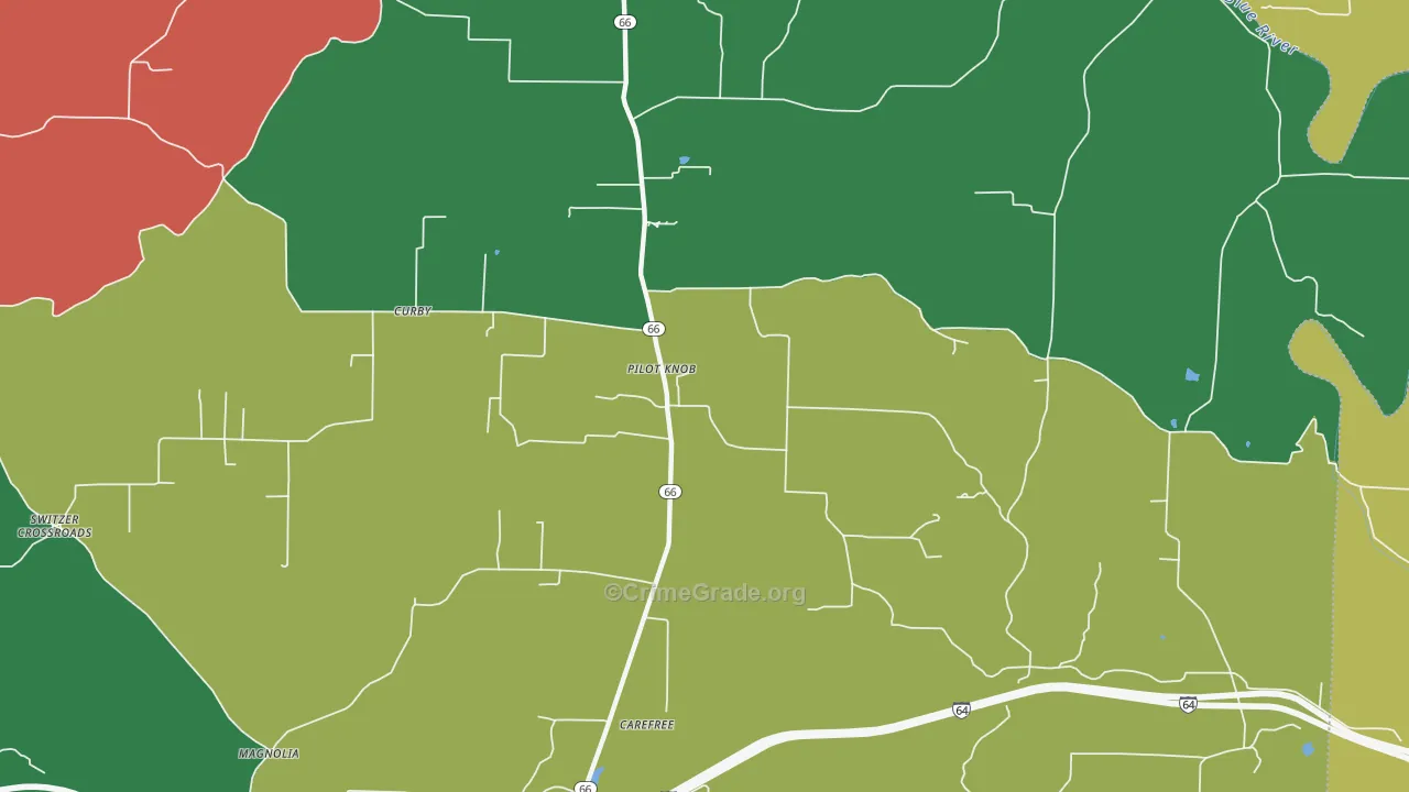 Pilot Knob, IN Map of Theft Rates