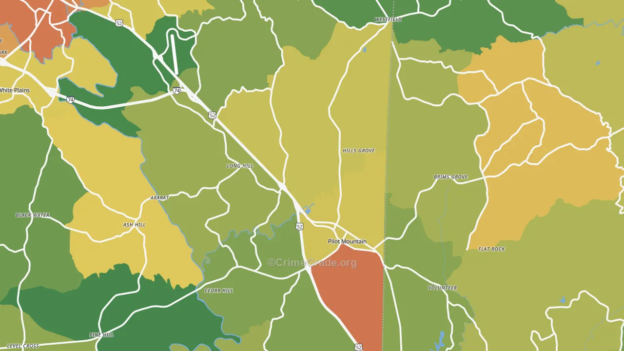 Pilot Mountain, NC Map of Theft Rates