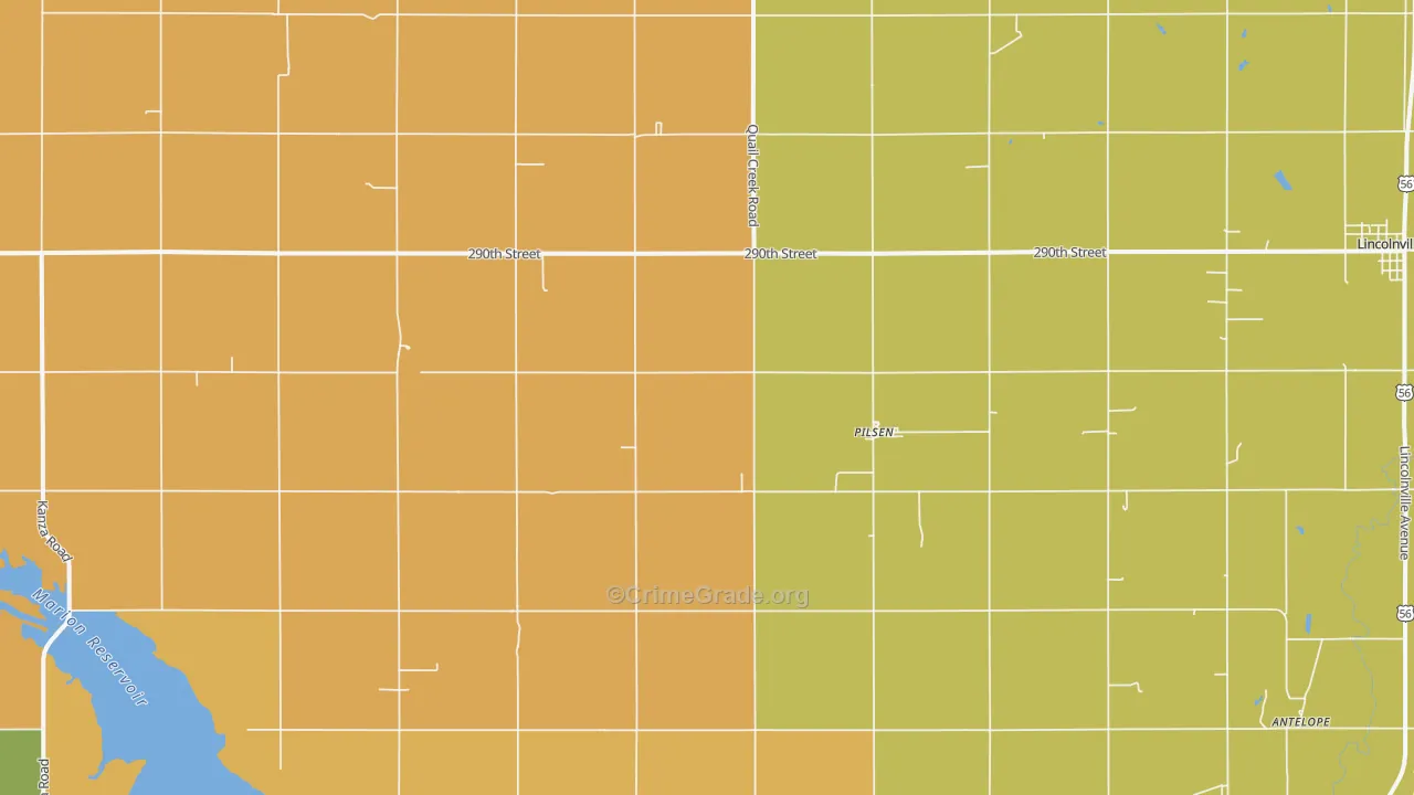 Pilsen, KS Map of Theft Rates