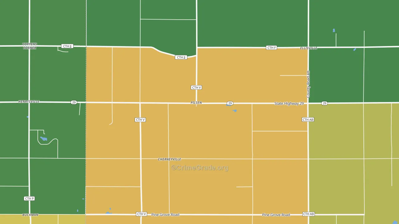 Pilsen, WI Map of Theft Rates