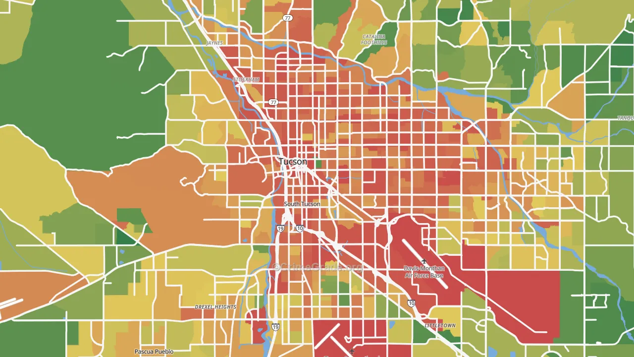 Pima County, AZ Map of Theft Rates