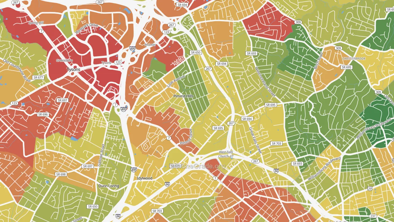 Pimmit Hills, Falls Church, VA Map of Theft Rates