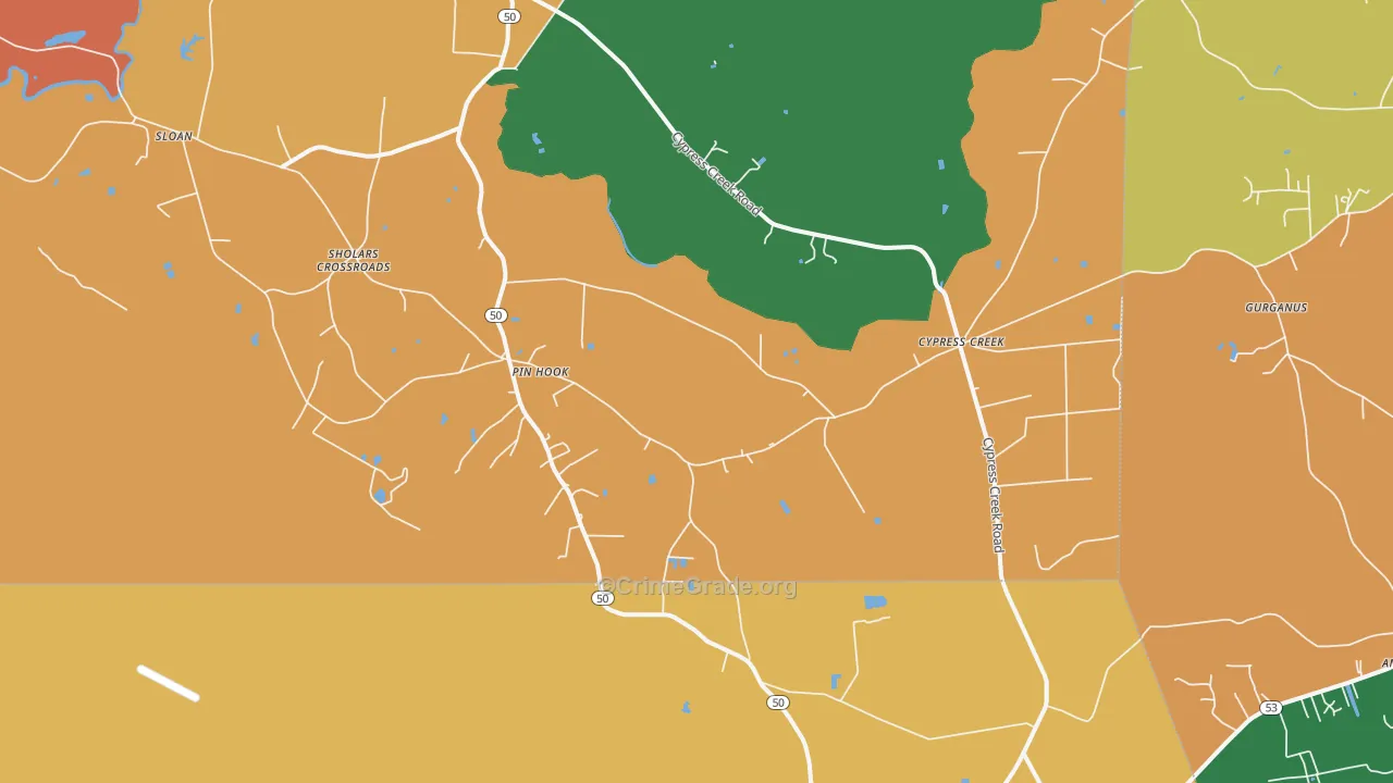 Pin Hook, NC Map of Theft Rates