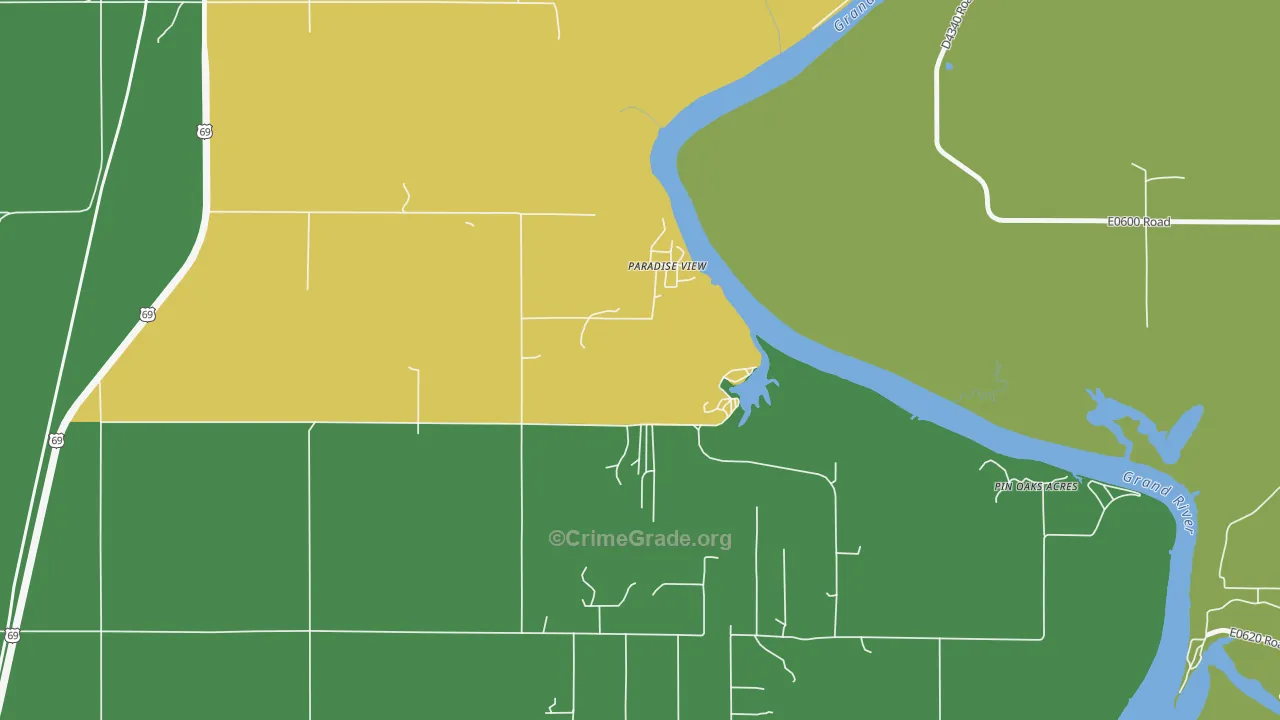 Pin Oak Acres, OK Map of Theft Rates