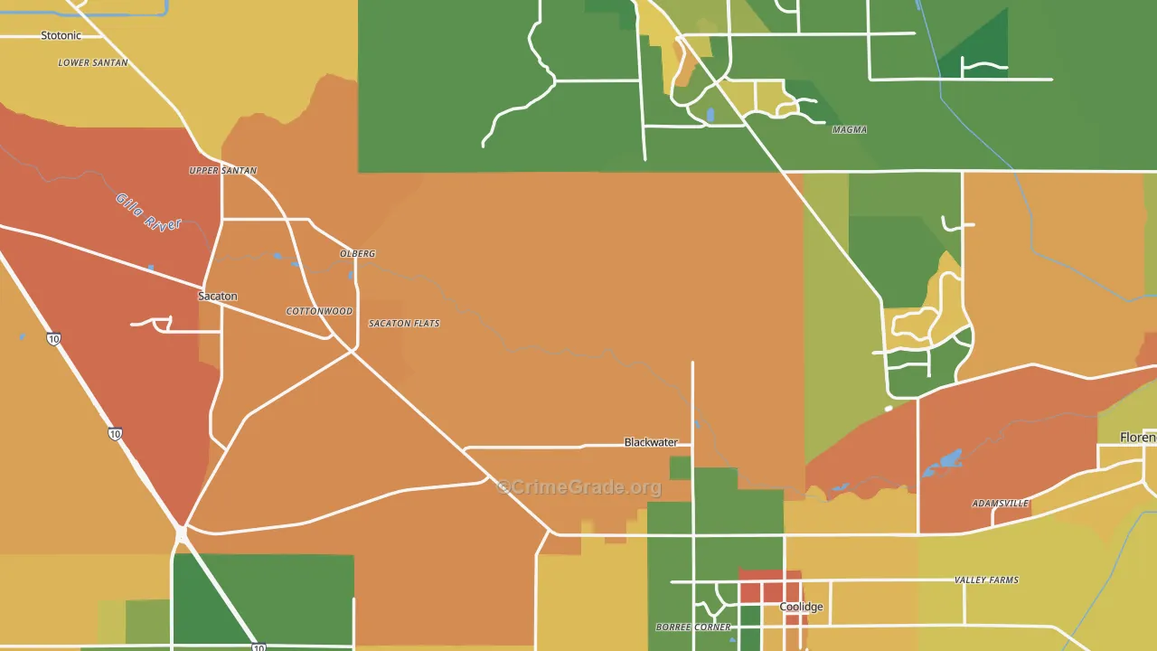 Pinal County, AZ Map of Theft Rates