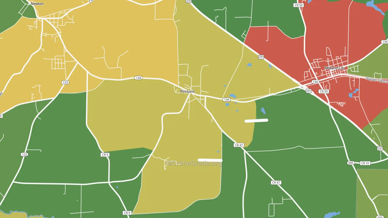 Pinckard, AL Map of Theft Rates