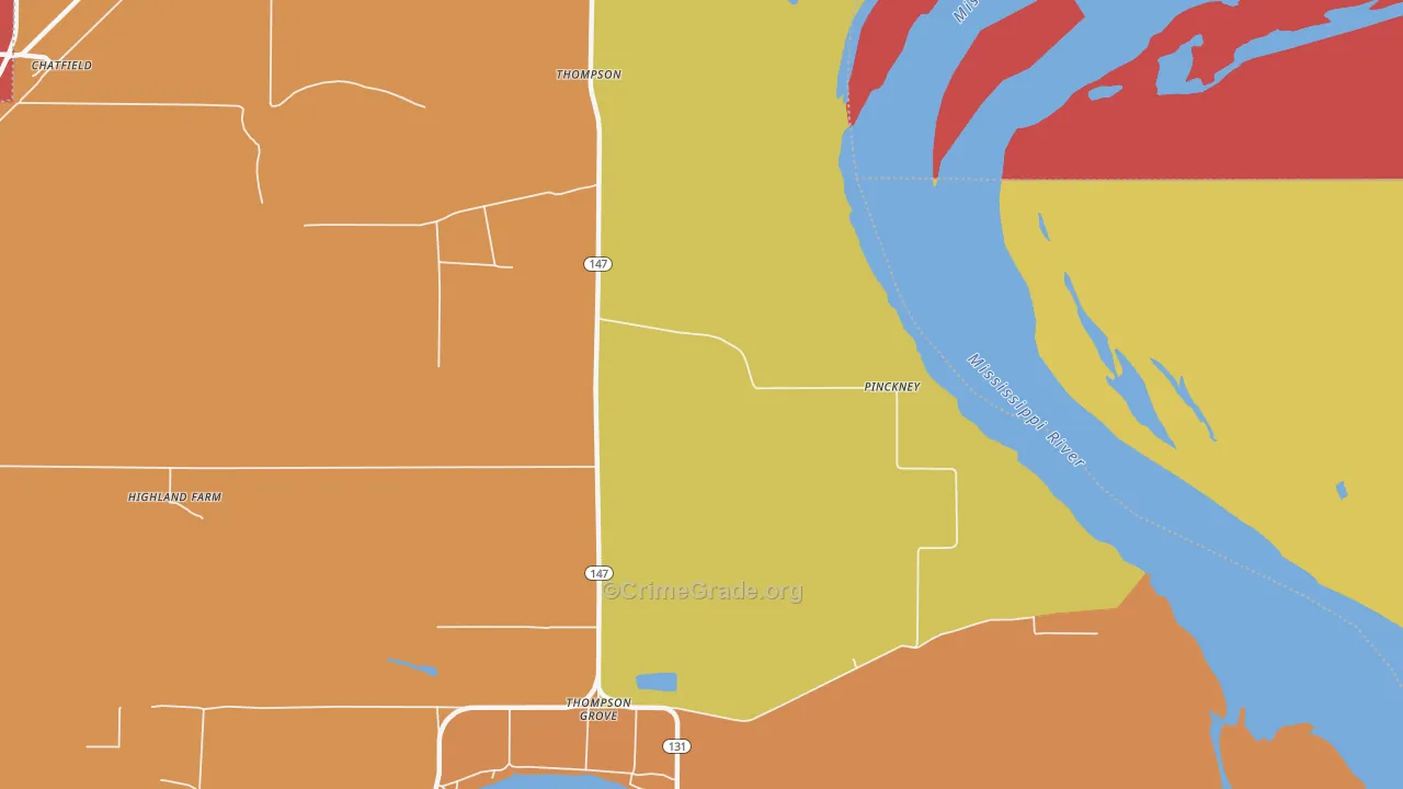 Pinckney, AR Map of Theft Rates