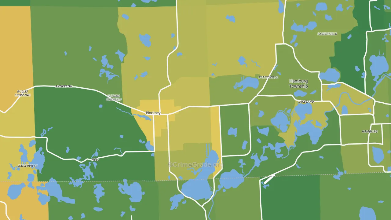 Pinckney, MI Map of Theft Rates