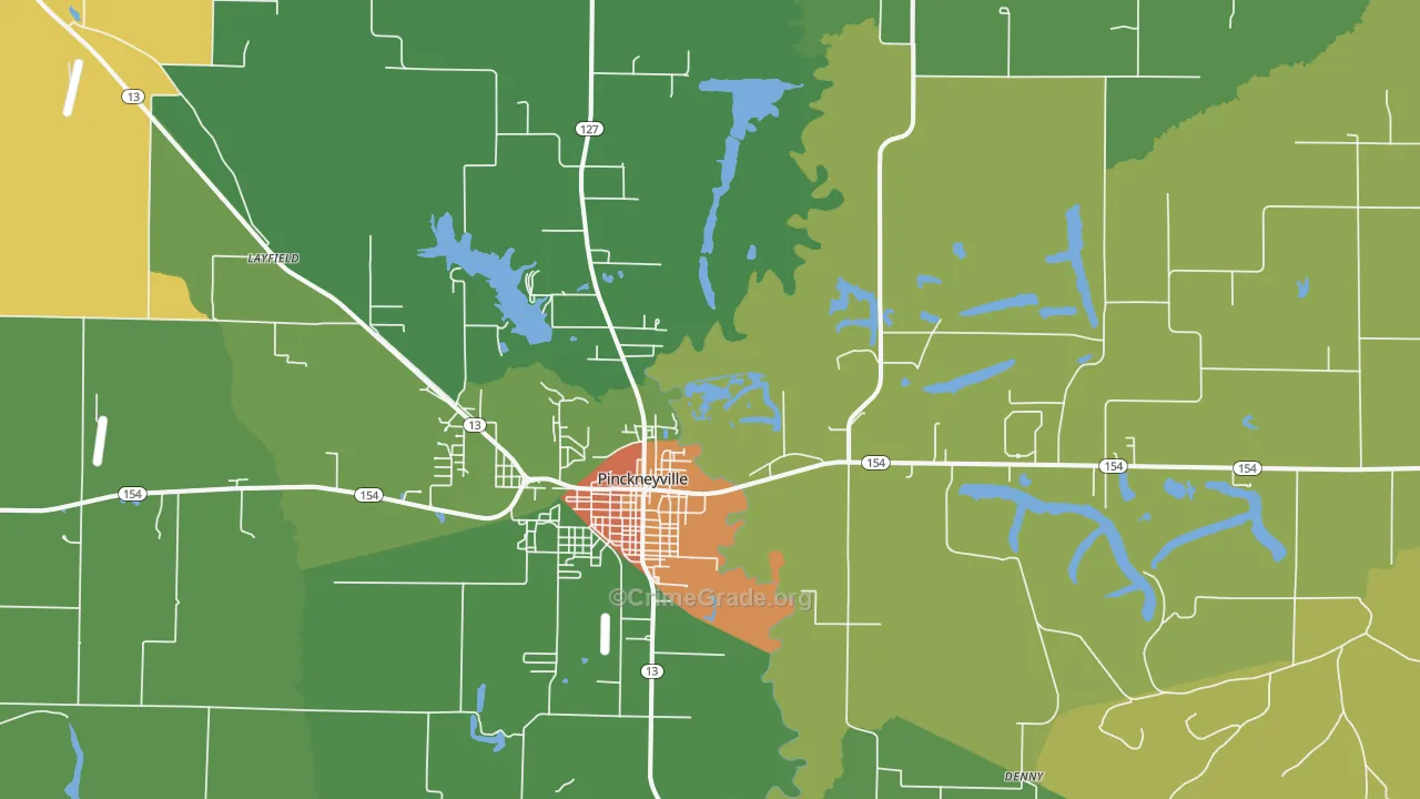 Pinckneyville, IL Map of Theft Rates