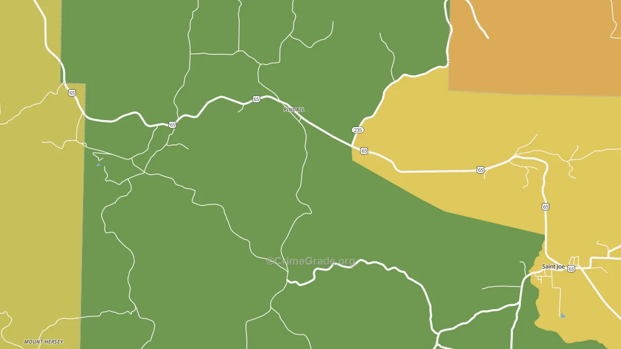Pindall, AR Map of Theft Rates