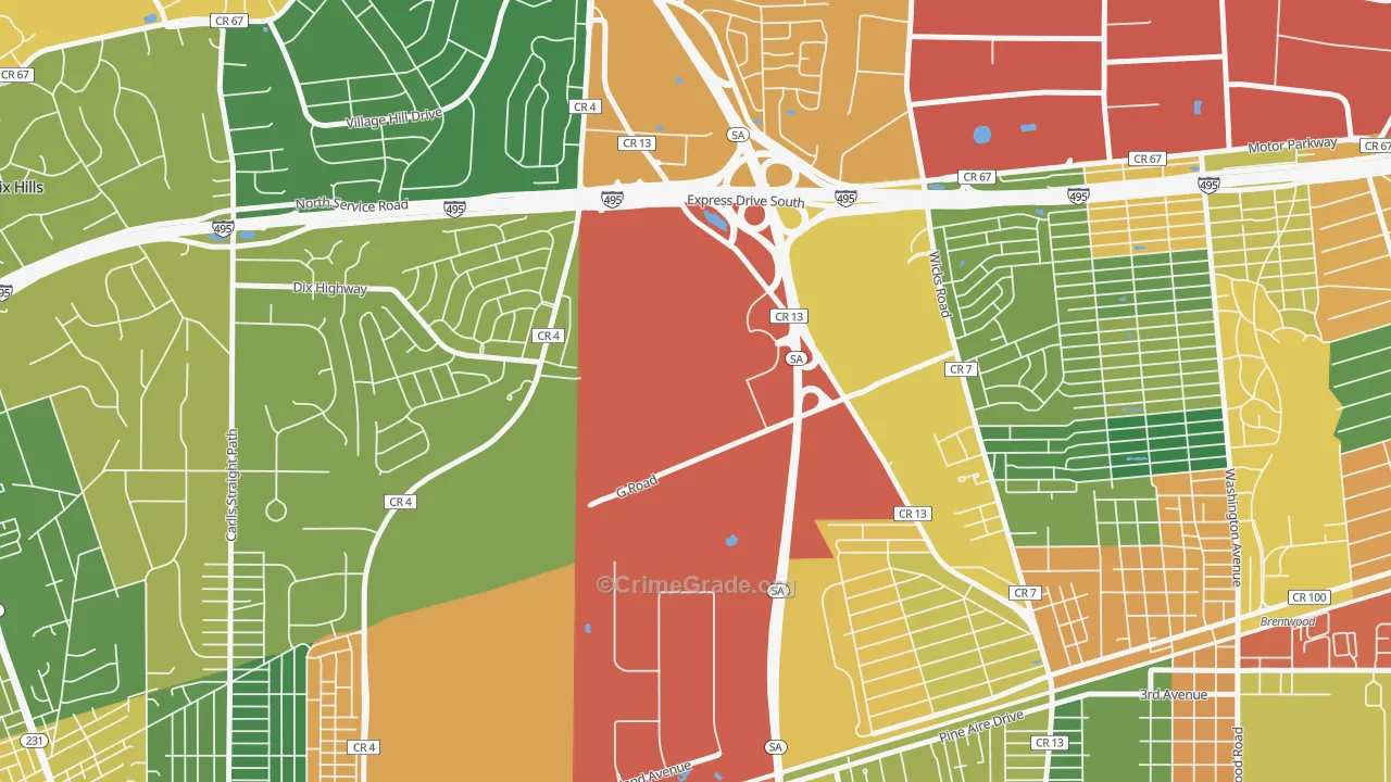 Pine Aire, NY Map of Theft Rates