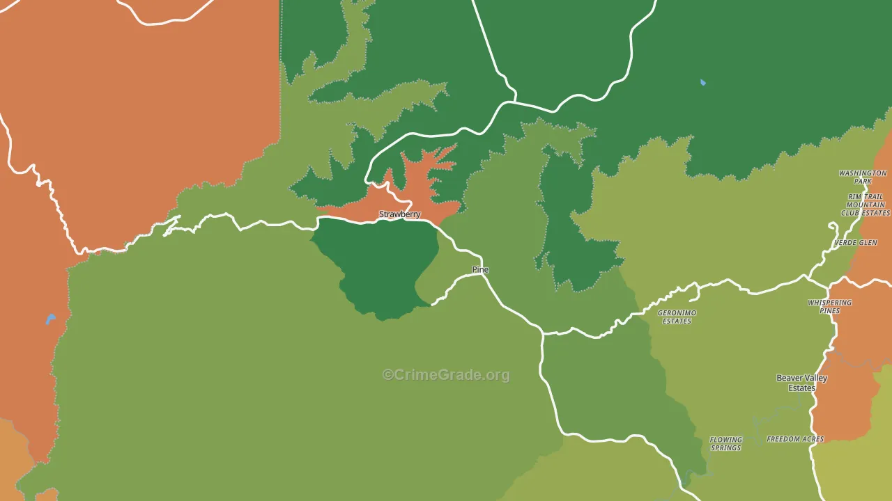 Pine, AZ Map of Theft Rates