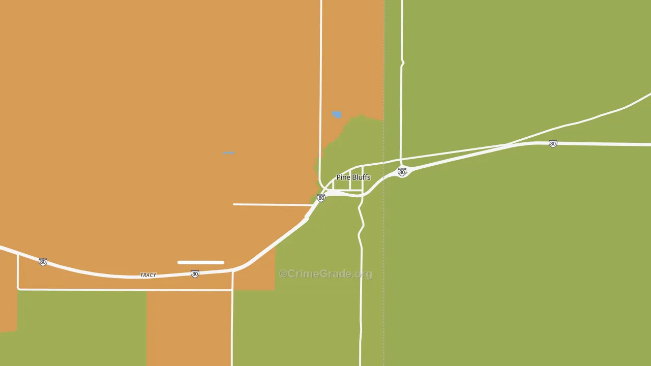 Pine Bluffs, WY Map of Theft Rates