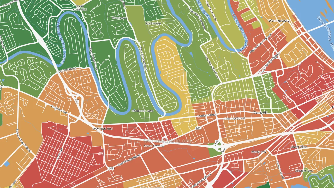 Pine Brook, Camp Hill, PA Map of Theft Rates