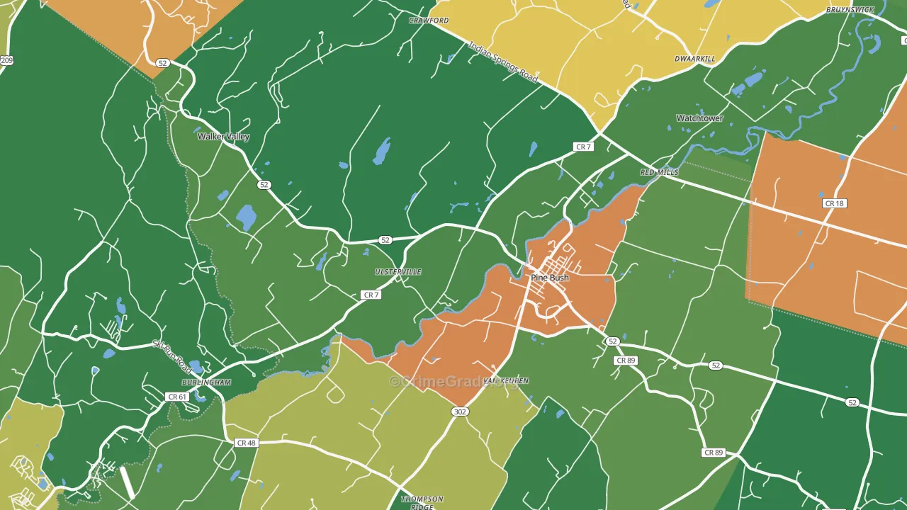 Pine Bush, NY Map of Theft Rates
