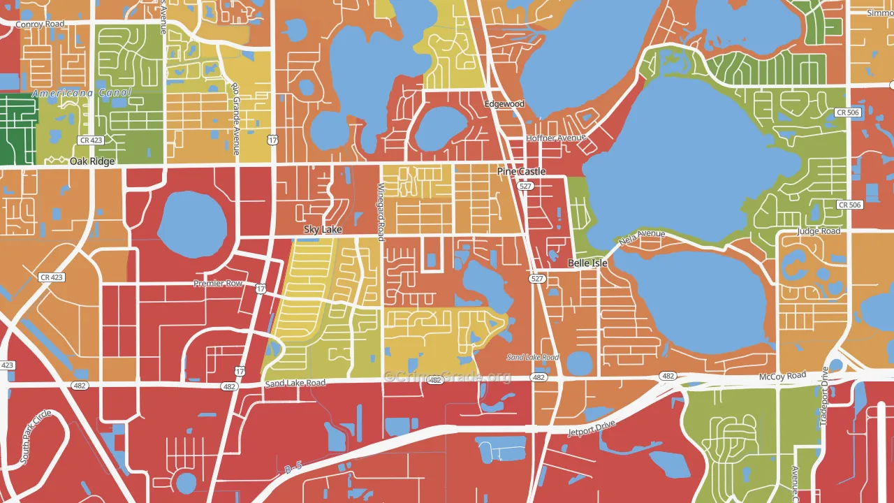 Pine Castle, FL Map of Theft Rates