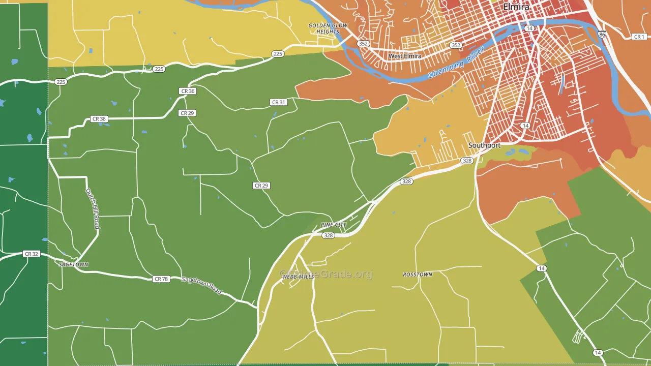 Pine City, NY Map of Theft Rates