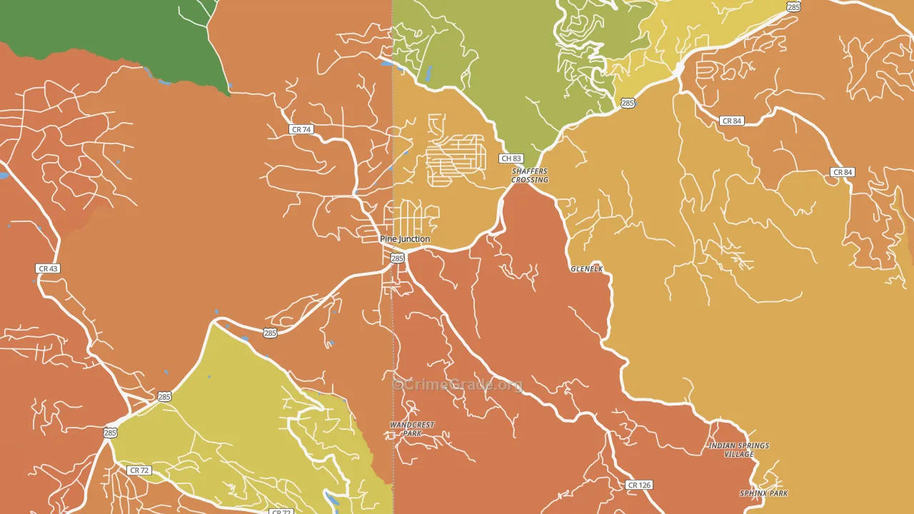 Pine, CO Map of Theft Rates