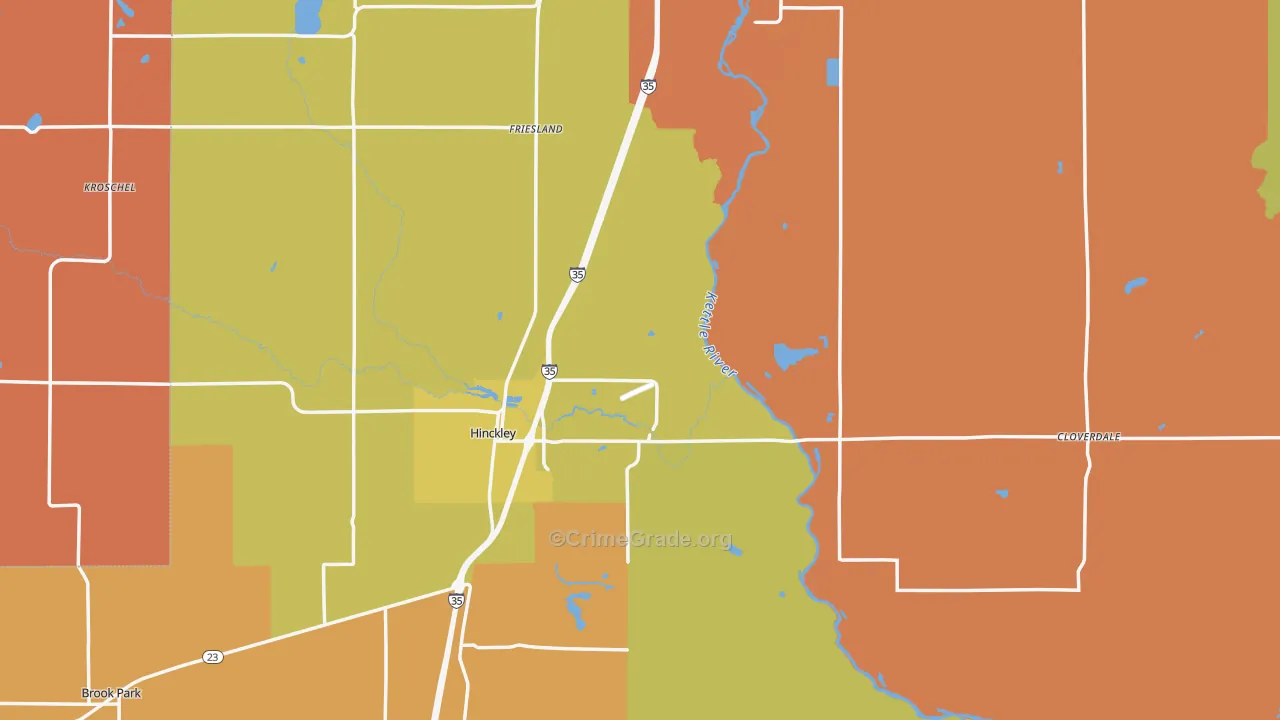 Pine County, MN Map of Theft Rates