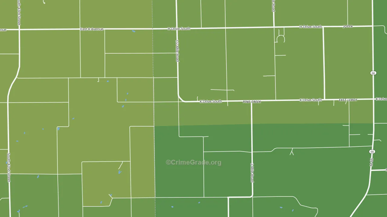 Pine Creek, MI Map of Theft Rates