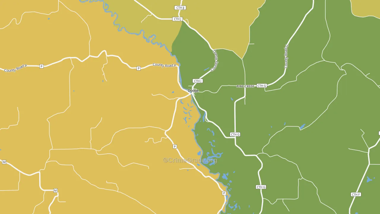 Pine Creek, WI Map of Theft Rates