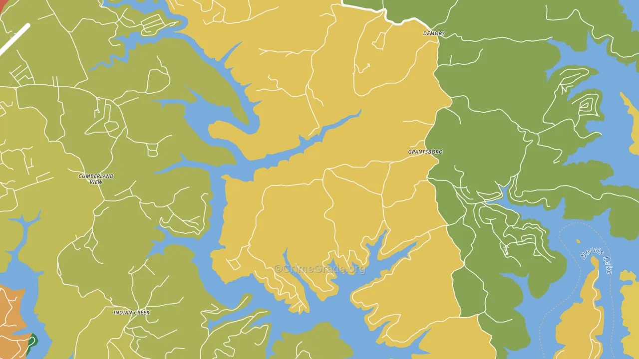 Pine Crest, TN Map of Theft Rates