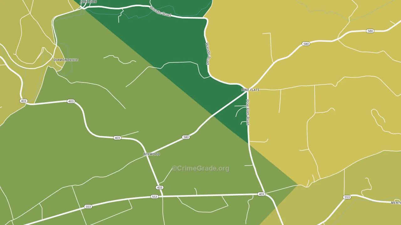 Pine Flats, PA Map of Theft Rates