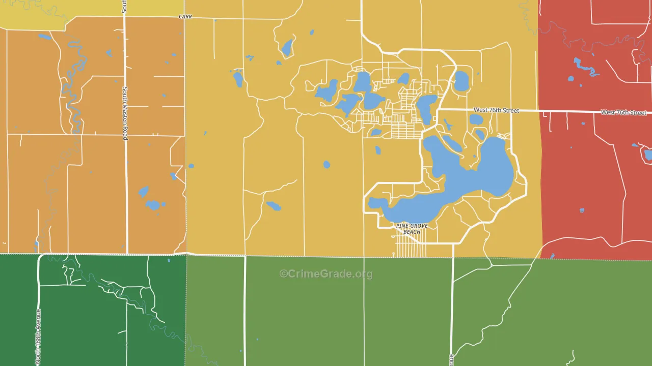 Pine Grove Beach, MI Map of Theft Rates