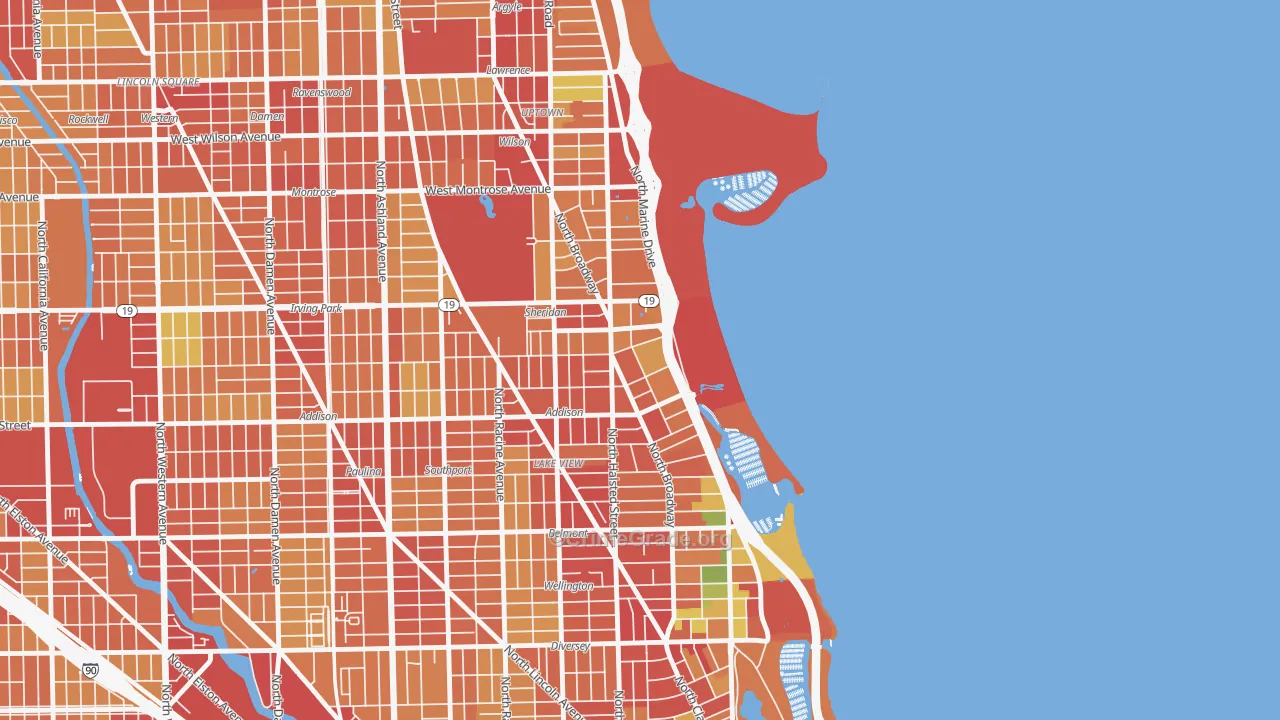 Pine Grove, Chicago, IL Map of Theft Rates