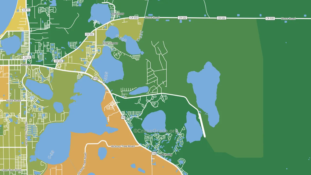 Pine Grove, FL Map of Theft Rates
