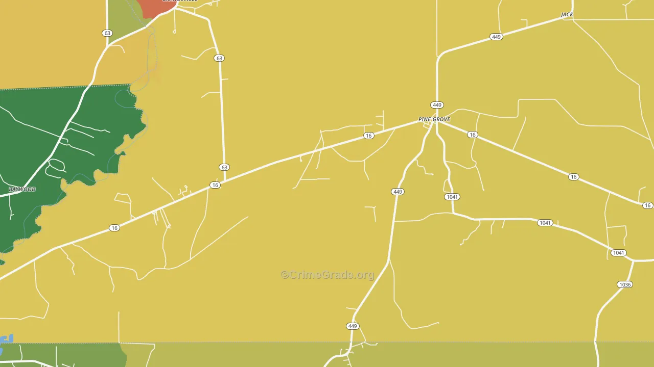 Pine Grove, LA Map of Theft Rates