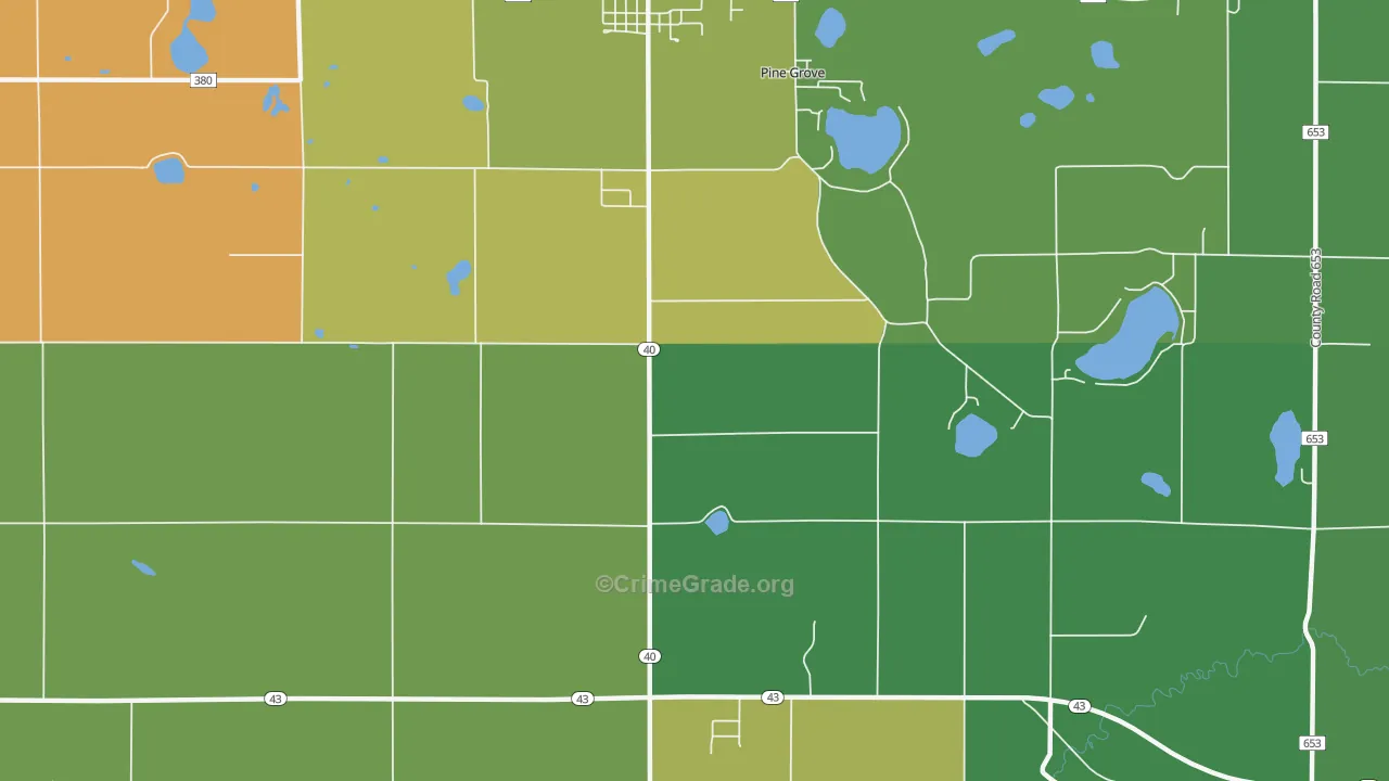 Pine Grove, MI Map of Theft Rates