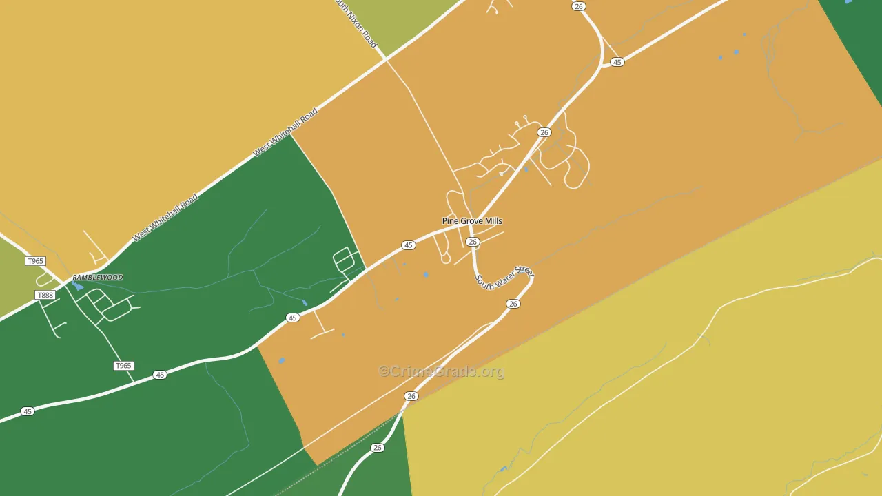 Pine Grove Mills, PA Map of Theft Rates