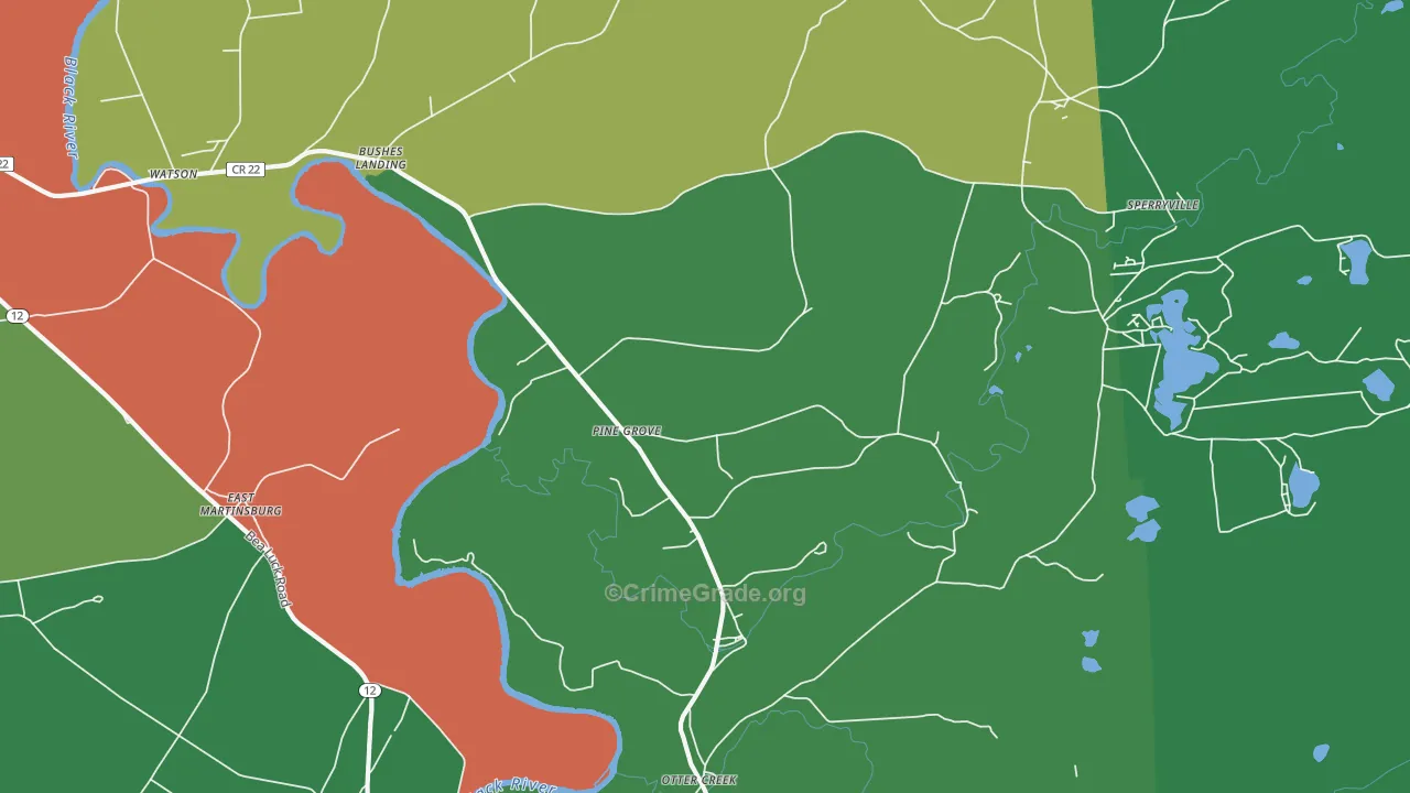 Pine Grove, NY Map of Theft Rates