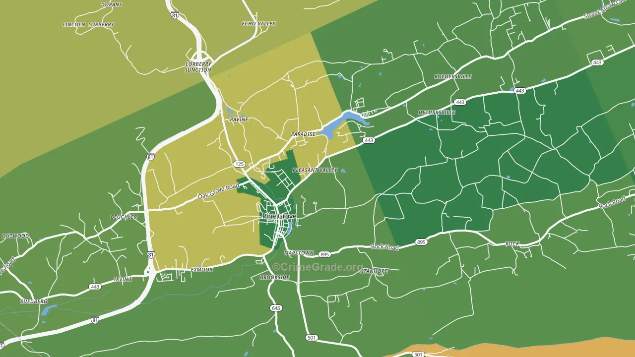 Pine Grove, PA Map of Theft Rates