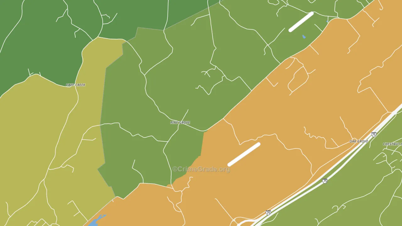 Pine Grove, TN Map of Theft Rates