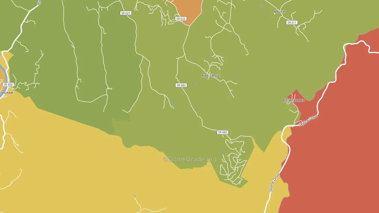 Pine Grove, VA Map of Theft Rates