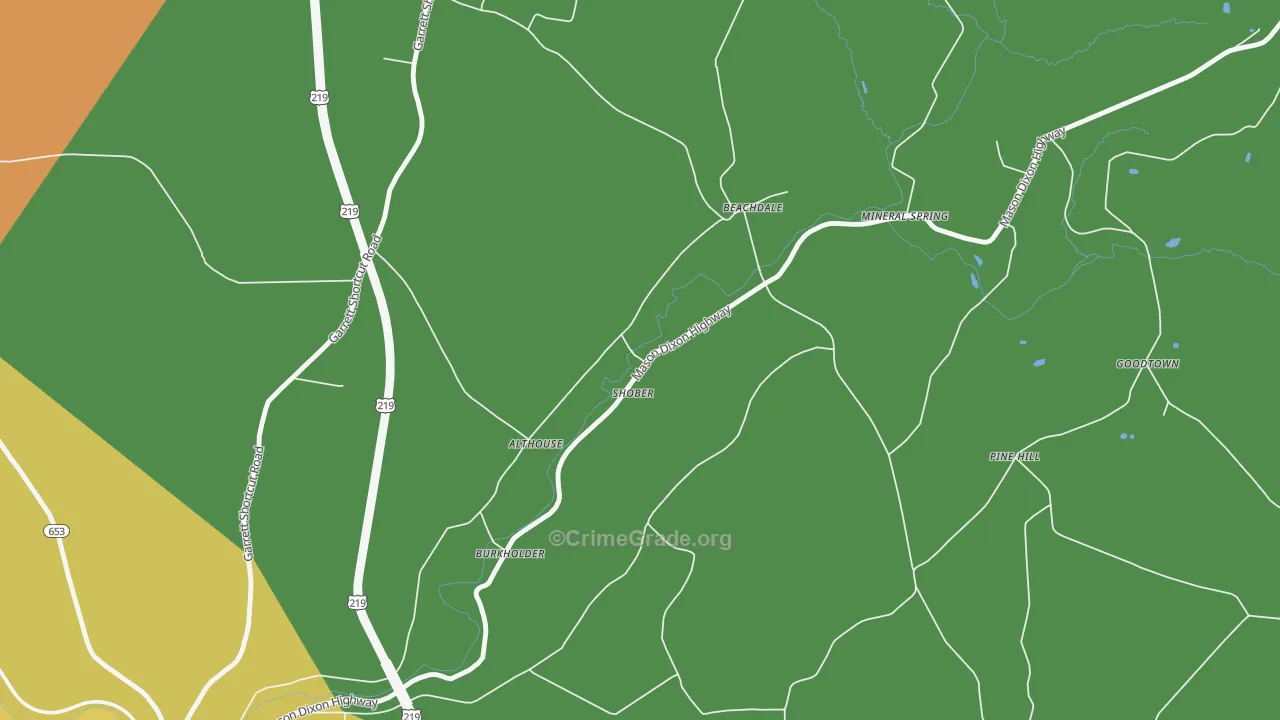 Pine Hill, PA Map of Theft Rates