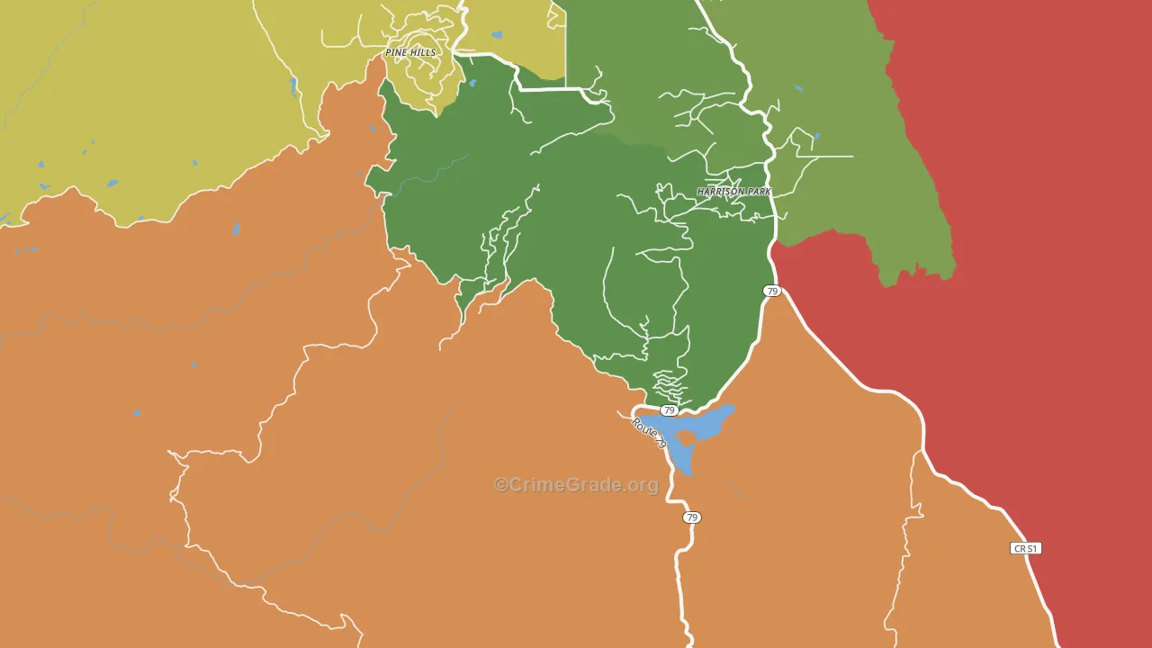 Pine Hills, CA Map of Theft Rates