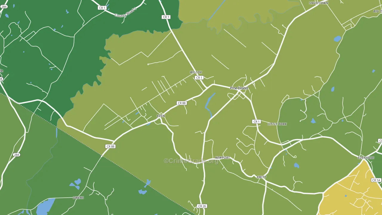Pine Island, NY Map of Theft Rates
