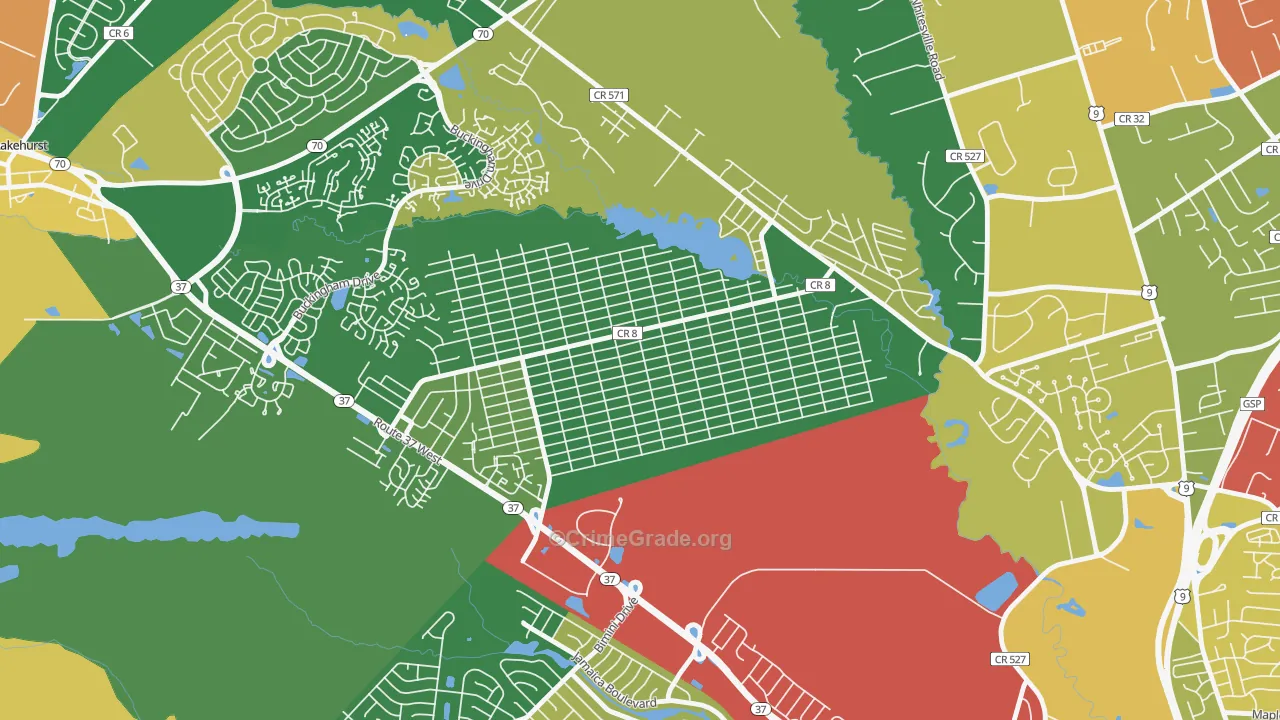 Pine Lake Park, NJ Map of Theft Rates