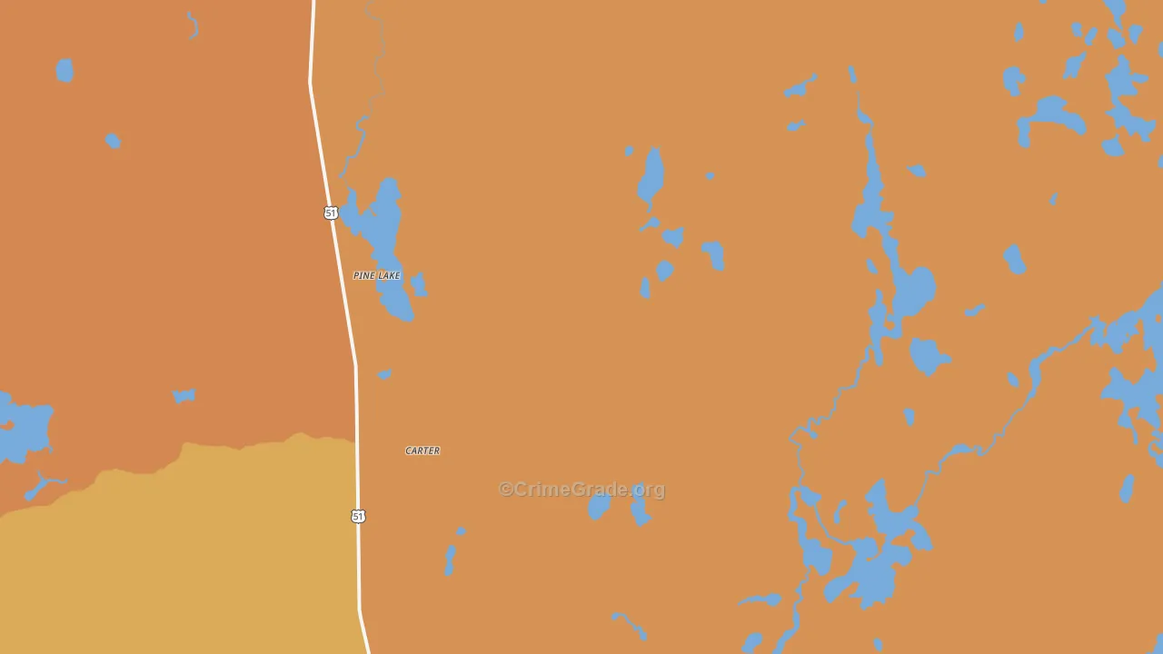 Pine Lake, WI Map of Theft Rates