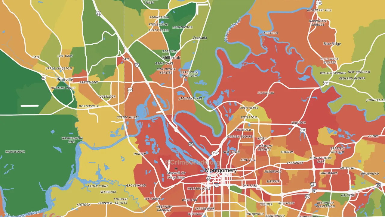 Pine Level, AL Map of Theft Rates