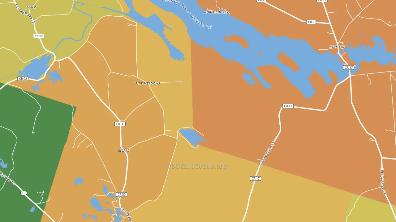 Pine Meadows, NY Map of Theft Rates