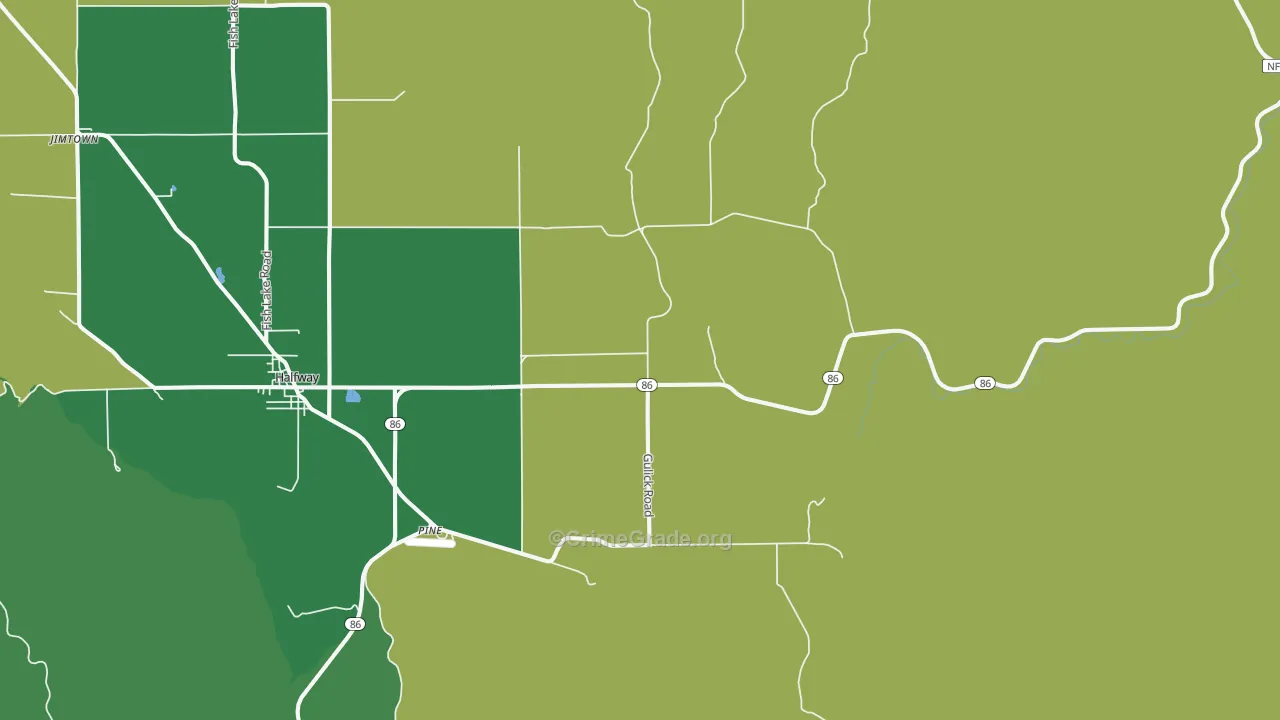 Pine, OR Map of Theft Rates